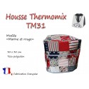 TM31 Housse de protection pour Robot Thermomix "Marine et rouge"