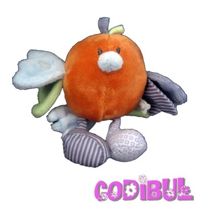 NOUKIE'S doudou peluchette oiseau Robin orange