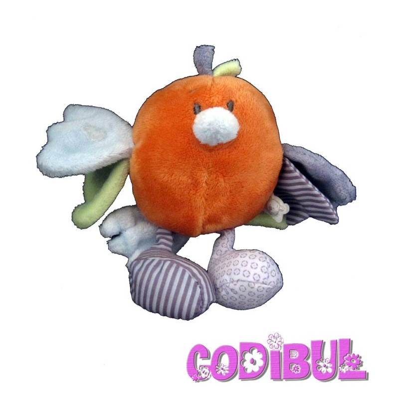 NOUKIE'S doudou peluchette oiseau Robin orange