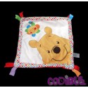 DISNEY NICOTOY Doudou plat winnie blanc rouge pois fleur