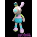 BABYSUN doudou lapin mauve vert cocard hochet