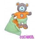 AJENA doudou ours orange vert mouchoir soleil