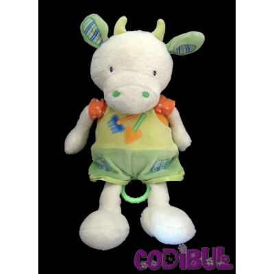 BABYSUN doudou vache musicale vert orange pois garden party