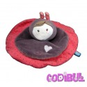 SUCRE D'ORGE Doudou plat rond fille papillon rose mauve pois coeur