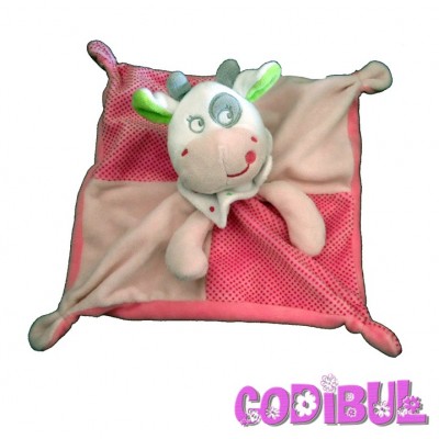 MOTS D'ENFANTS DOUDOU PLAT VACHE ROSE