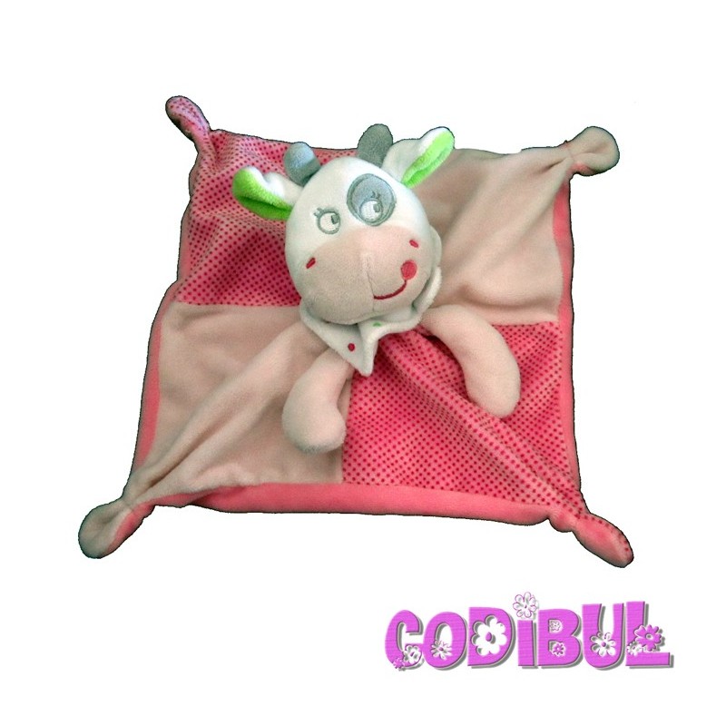 doudou plat vache rose à pois MOTS D'ENFANTS