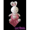 LUMINOU Doudou lapin blanc saloptte rose et bébé ours mouchoir
