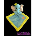 DISNEY NICOTOY Doudou plat Dumbo l'éléphant bleu jaune