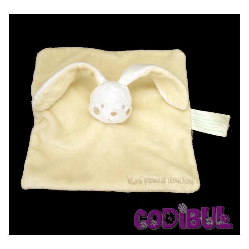 KIMBALOO la halle Doudou plat lapin jaune mon premier doudou