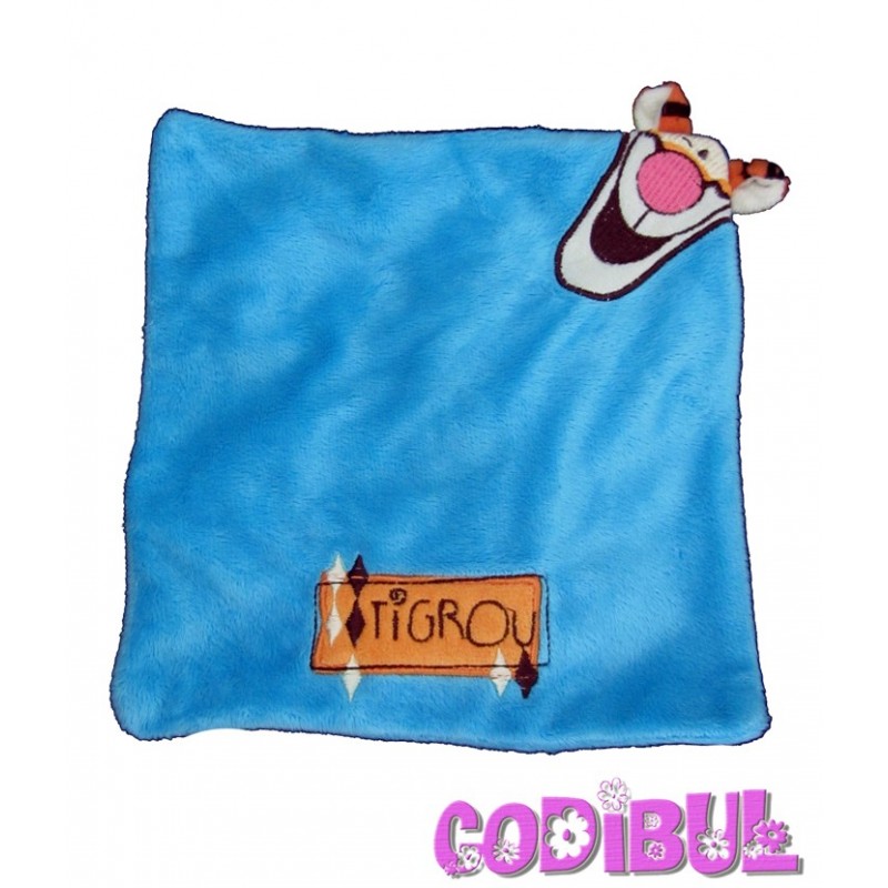 DISNEY Doudou plat tigrou bleu orange