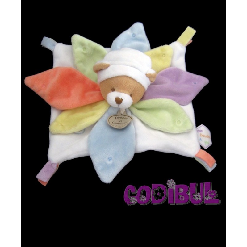 DOUDOU ET COMPAGNIE doudou ours pétale nuage de couleurs