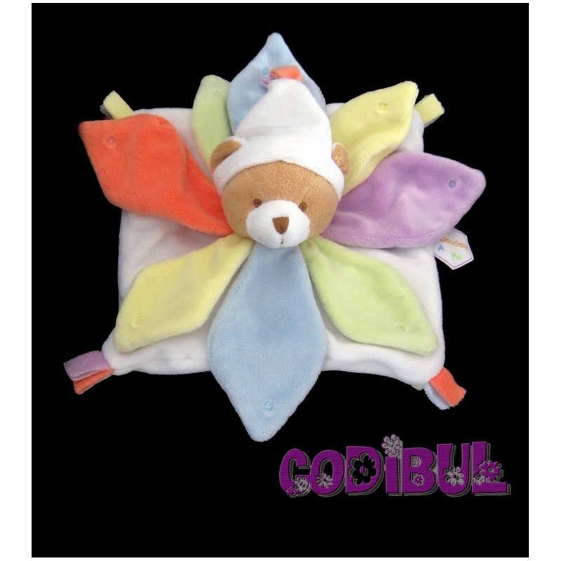 doudou et compagnie doudou plat ours nuage de couleurs