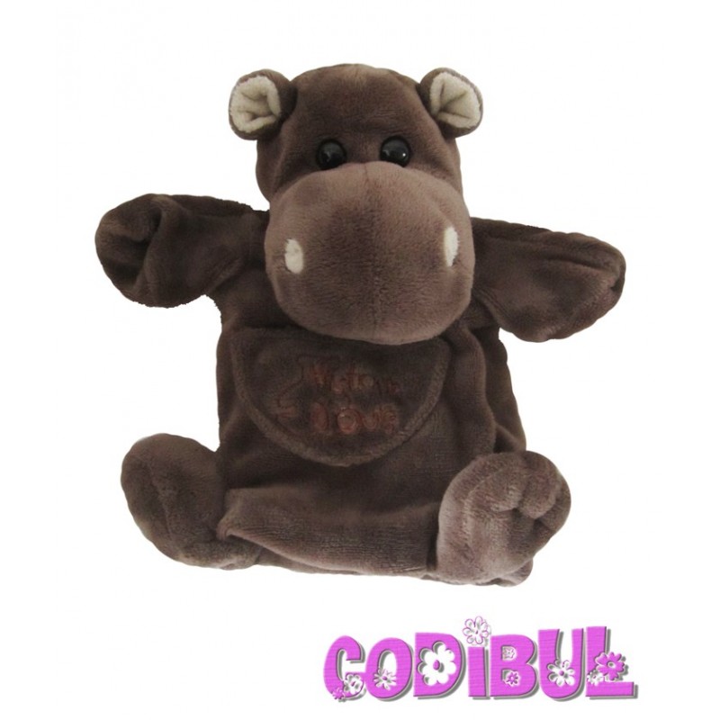 HISTOIRE D'OURS Doudou marionnette hippopotame marron