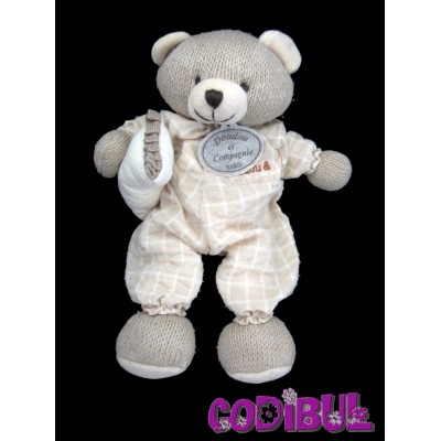 DOUDOU ET COMPAGNIE Doudou ours beige laine avec coussin