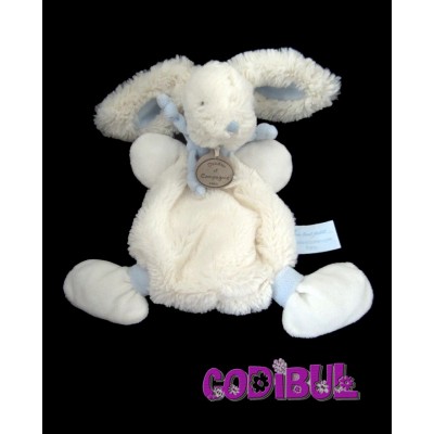 DOUDOU ET COMPAGNIE Doudou Lapin Bonbon blanc bleu