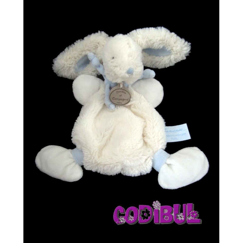 DOUDOU ET COMPAGNIE Doudou Lapin Bonbon blanc bleu