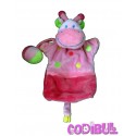 POMMETTE doudou marionnette girafe rose balle