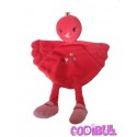 NICOTOY doudou oiseau rouge rose papillon brodé