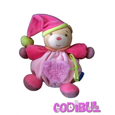 KALOO doudou ours boule rose coeur collection pop