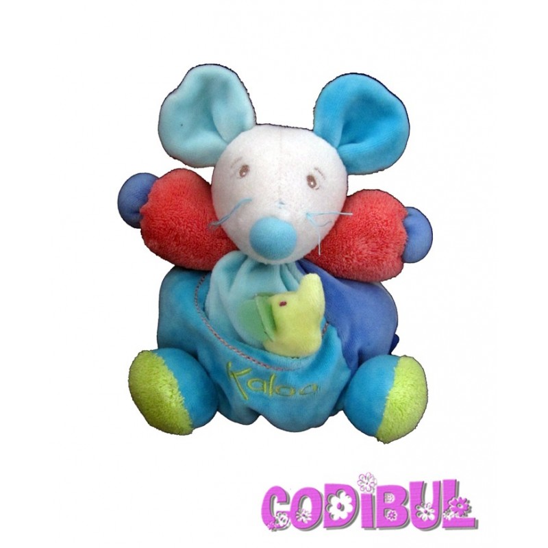 KALOO doudou souris bleu éléphant collection pop