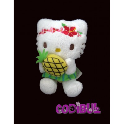 SANRIO Doudou HELLO KITTY robe jaune verte ananas