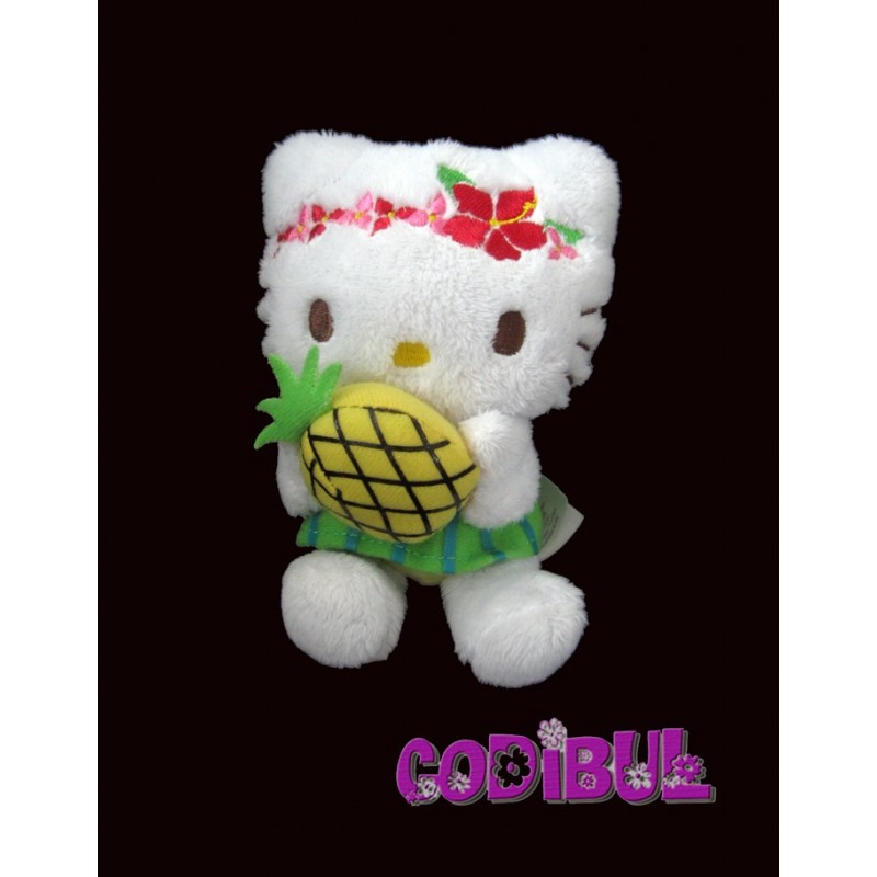 SANRIO Doudou HELLO KITTY robe jaune verte ananas