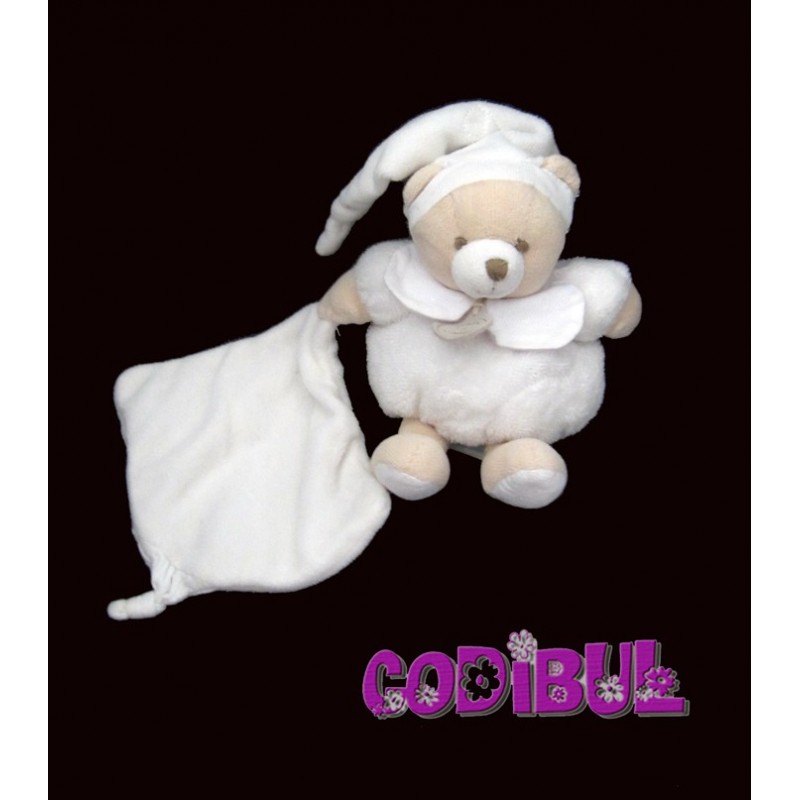 DOUDOU ET COMPAGNIE Doudou ours boule blanc mouchoir