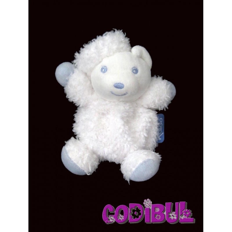 KALOO Doudou petit ours blanc bleu bouclette