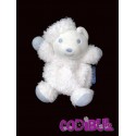 KALOO Doudou petit ours blanc bleu bouclette