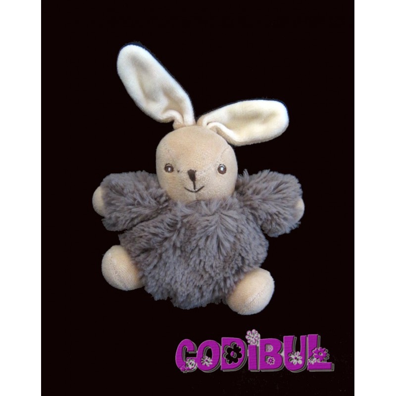 KALOO Doudou lapin marron fourrure fur