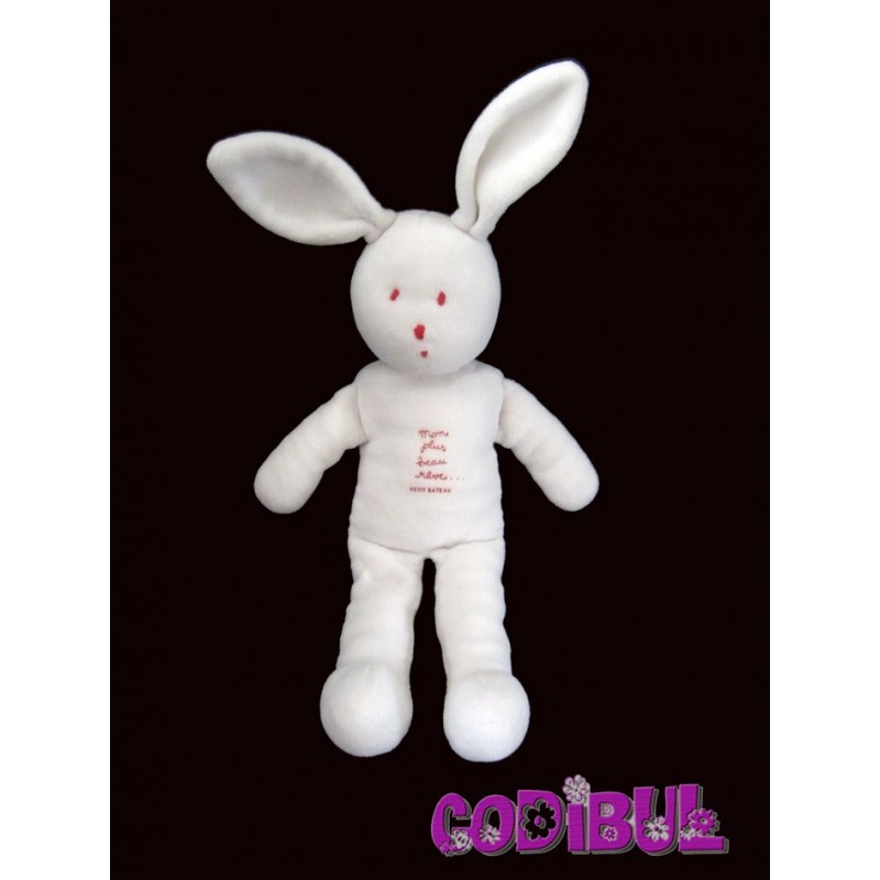 PETIT BATEAU doudou lapin velours blanc mon plus beau rêve