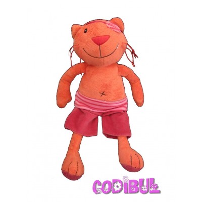 CREDIT AGRICOLE Doudou chat rouge orange pirate 35 cm