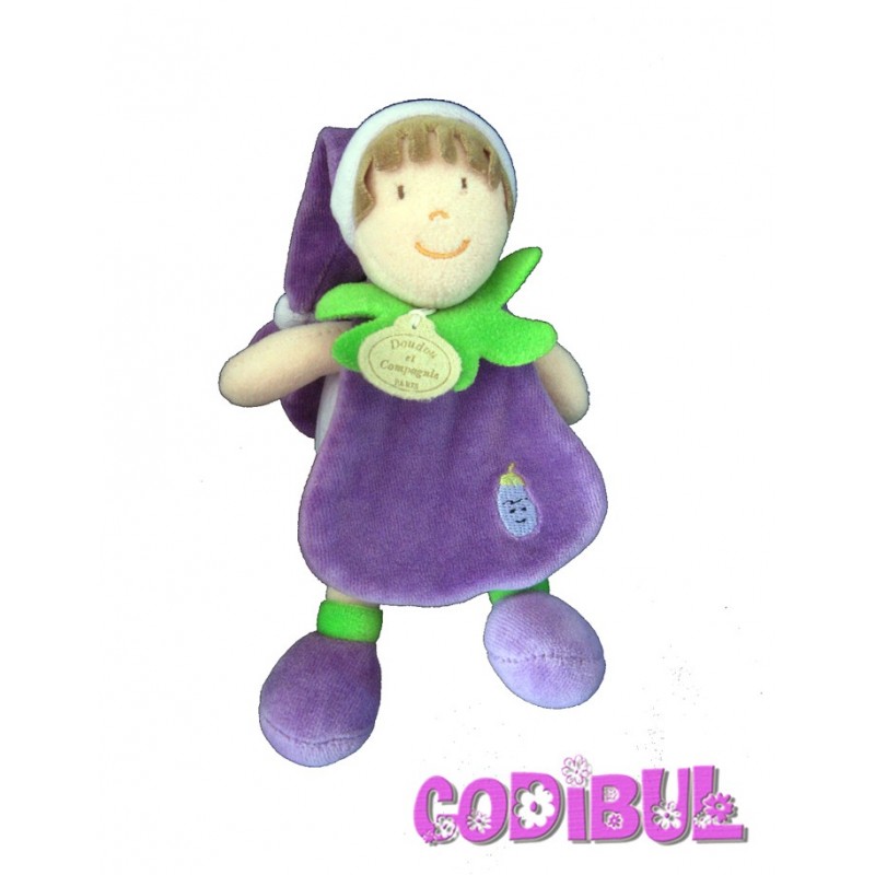 COMPAGNIE Doudou poupée lutin aubergine