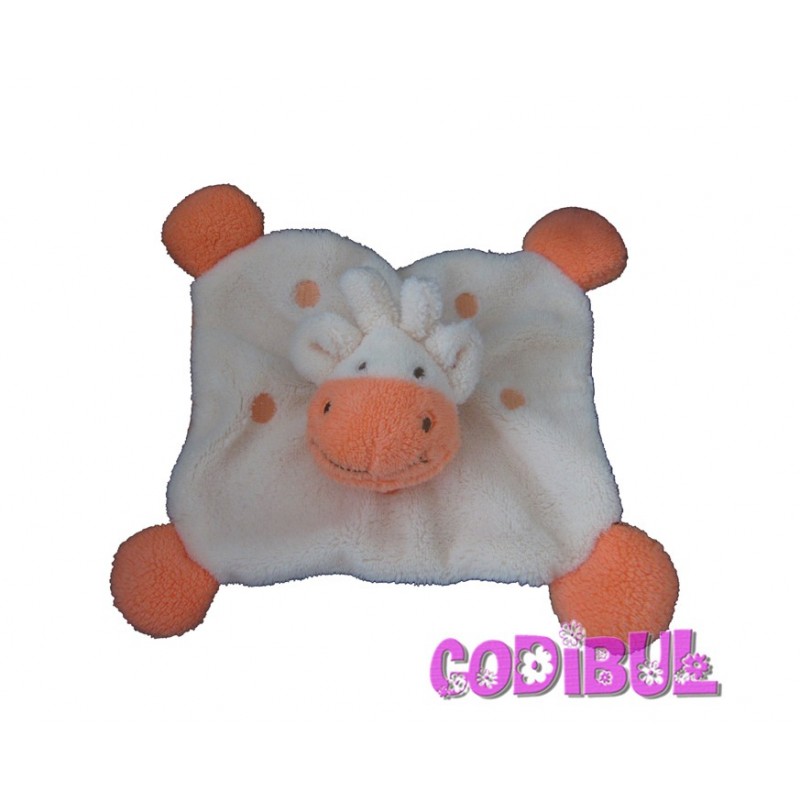 BABOU doudou plat girafe orange saumon