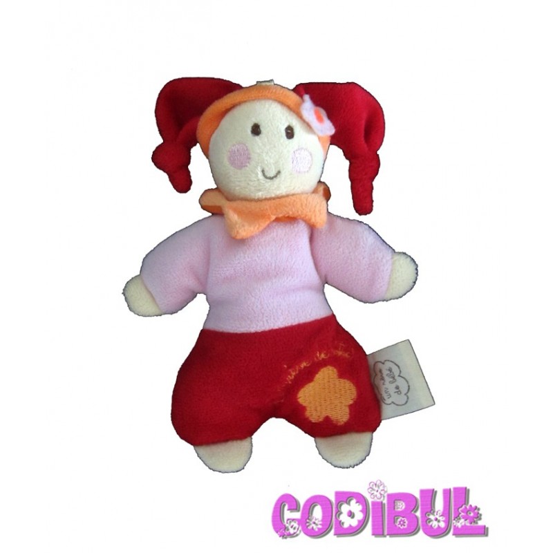 CMP UN REVE DE BEBE Doudou Lutin Hochet rouge rose fleur