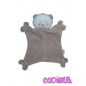 SIPLEC doudou plat ours beige cocard empreintes pattes