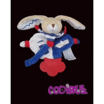 DOUDOU ET COMPAGNIE Lapin marin bleu blanc rouge bateau