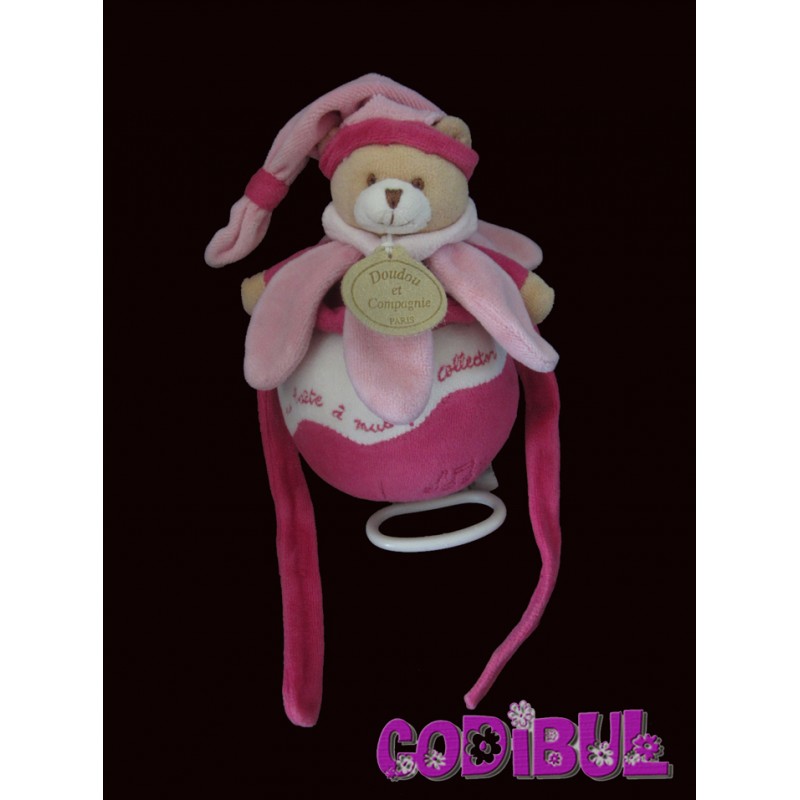 Doudou Et Compagnie Boite à Musique Ours Collector Pétale Rose