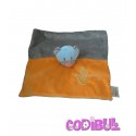 DOUKIDOU doudou plat ours orange gris feuilles