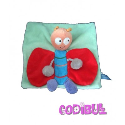 CASINO TOUT SIMPLEMENT doudou plat papillon vert orange rouge bleu