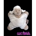 NATTOU doudou semi plat mouton blanc beige hochet