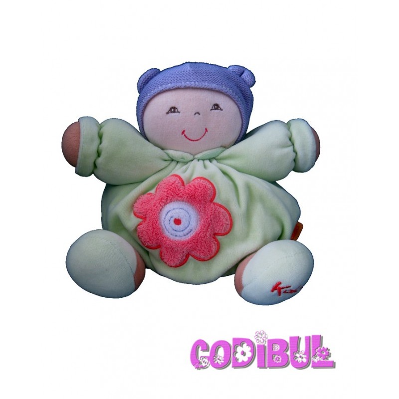 KALOO doudou boule baby poupon vert mauve fleur