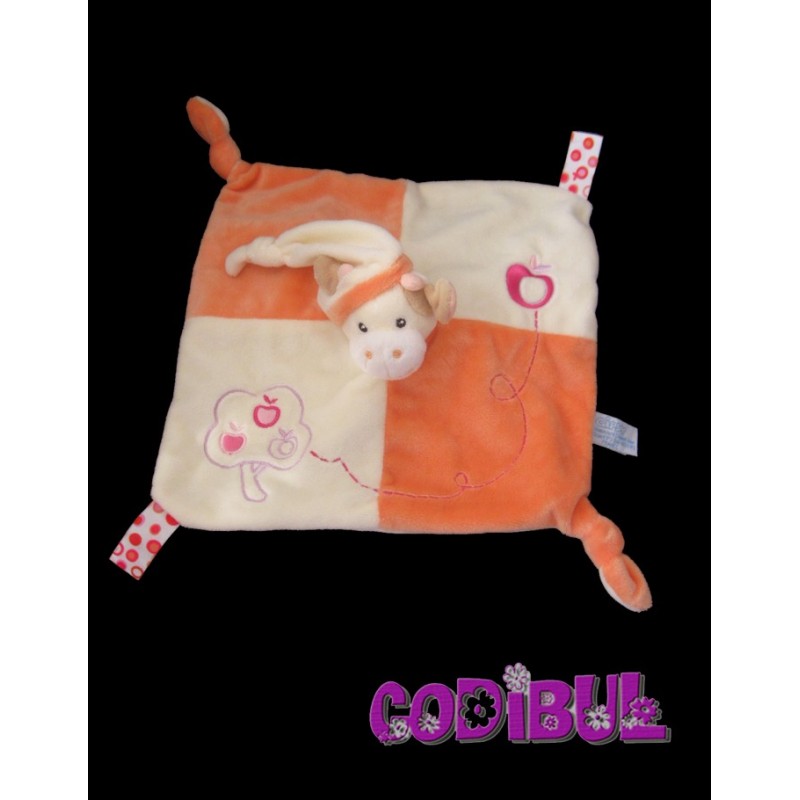 GIPSY doudou plat vache orange beige pommes