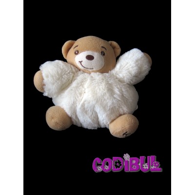 KALOO Doudou ours blanc fourrure