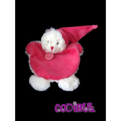 BABY NAT' doudou ours blanc rose calins