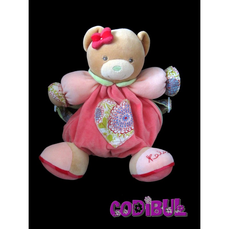 KALOO Doudou marionnette ours sable patchwork