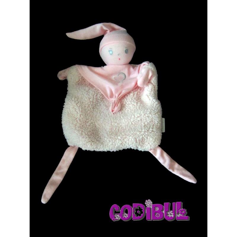 COROLLE Doudou marionnette lutin rose coeur cosmidoudou