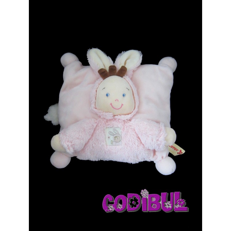 Nicotoy Laline Doudou plat lapin rose ABC