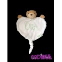 KALOO Doudou ours blanc vert coeur air coton bio