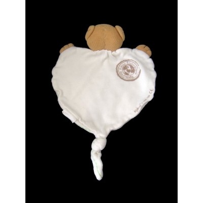 KALOO Doudou ours blanc vert coeur air coton bio